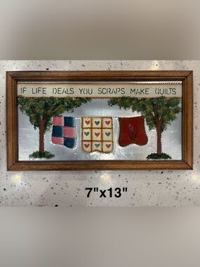 Folk Art Metal Wall Hanging Patchwork Quilts